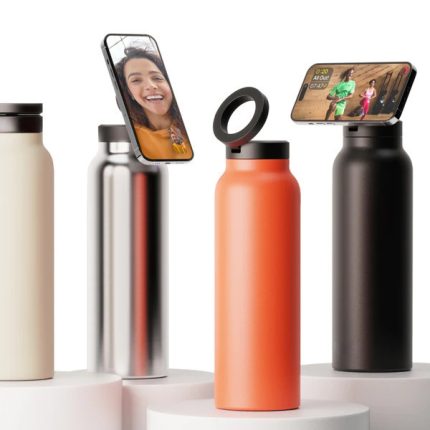 Gourde Isotherme 800ml avec Support Magnétique pour Téléphone