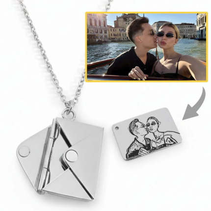 Collier Médaillon Enveloppe avec Photo Personnalisée