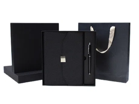 Coffret Business Exécutif 3 Pièces (Carnet, Stylo, Porte-Clés) Personnalisé - Haute Qualité Maroc - personnalise.ma