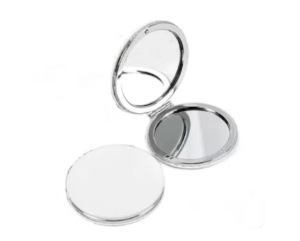 Miroir Carré Compact Pliant en Métal Brossé Personnalisé - Haute Qualité Maroc - personnalise.ma